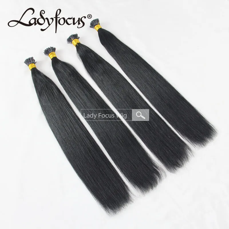 #1 Jet Black Pre-bonded I/U/V/Flat Tip Hair |Nano Ring |6D Hair Extensions Straight