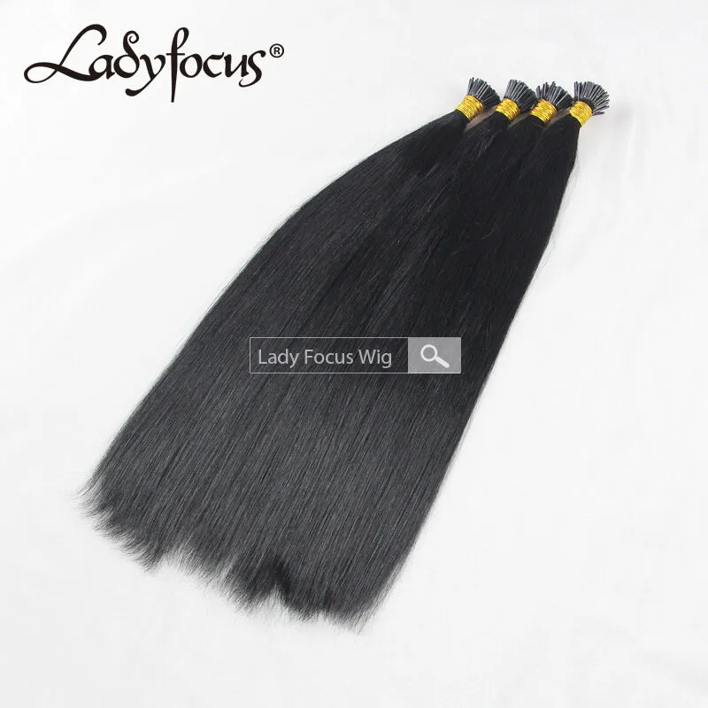 #1 Jet Black Pre-bonded I/U/V/Flat Tip Hair |Nano Ring |6D Hair Extensions Straight