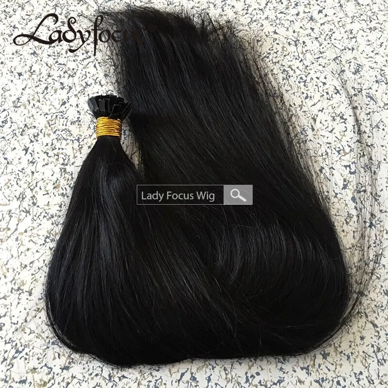 #1 Jet Black Pre-bonded I/U/V/Flat Tip Hair |Nano Ring |6D Hair Extensions Straight