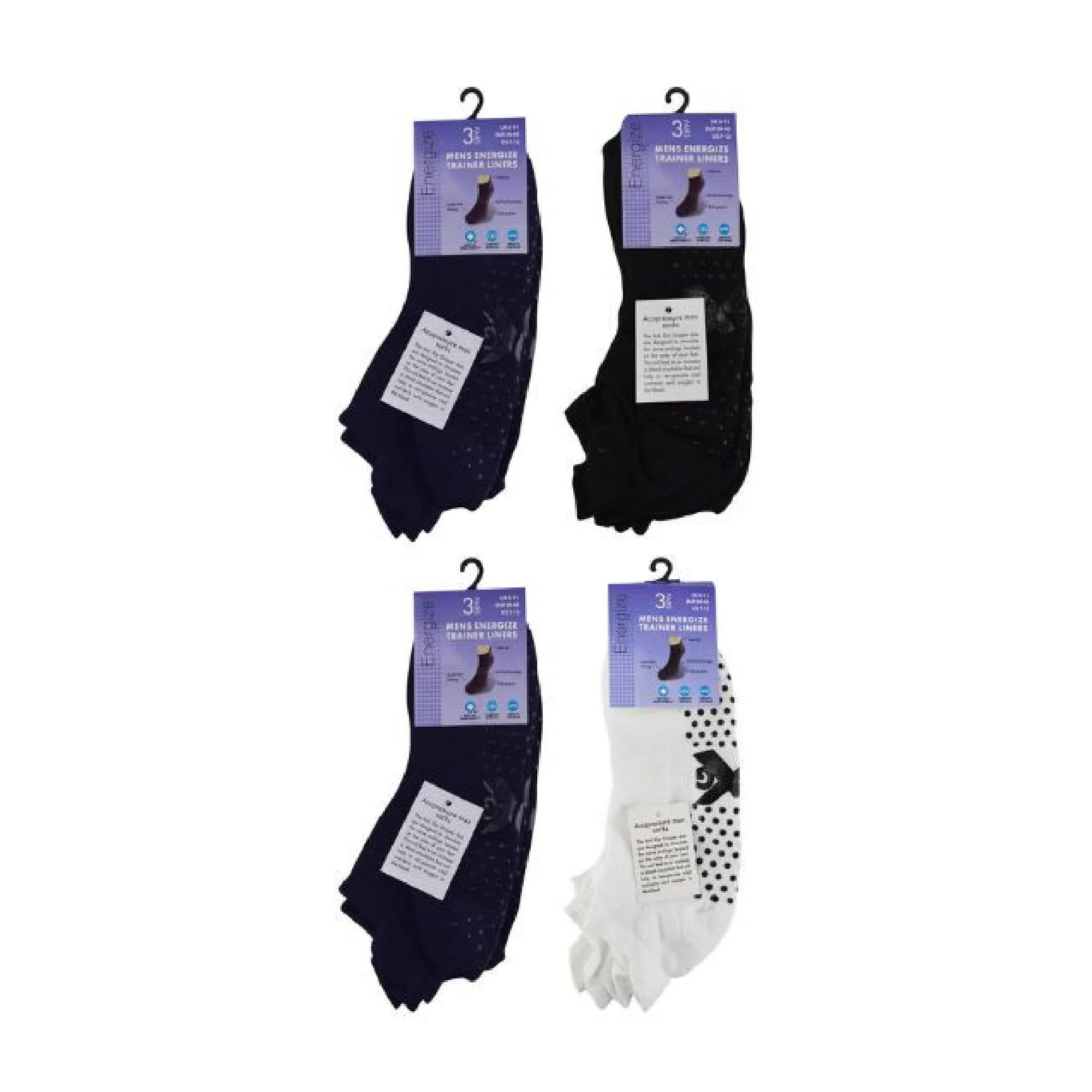 12 Pack Mens Trainer Socks with Grips for Yoga