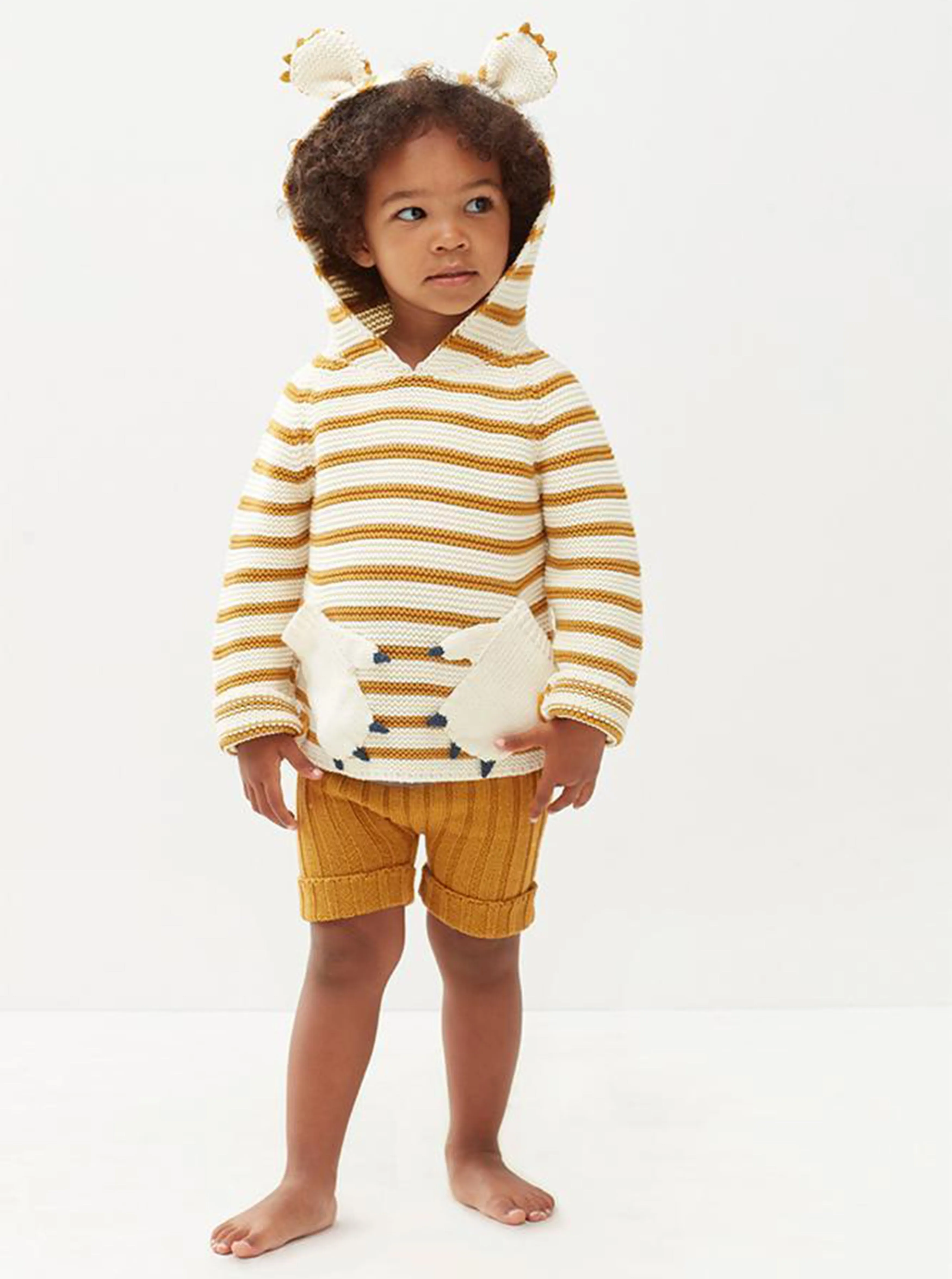[12m] Oeuf NYC Koala Hoodie - Ochre/White