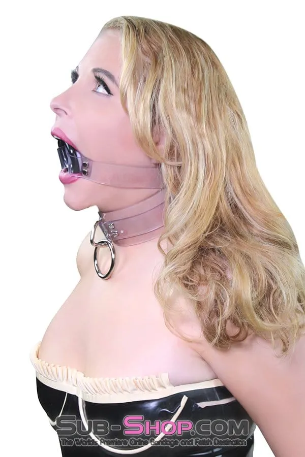1495A      Clearly Wide Open Luxe Clear PVC Wide Strap Plastic Ring Gag