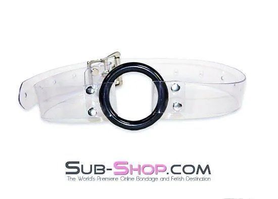 1495A      Clearly Wide Open Luxe Clear PVC Wide Strap Plastic Ring Gag