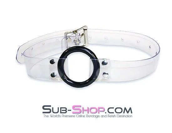 1495A      Clearly Wide Open Luxe Clear PVC Wide Strap Plastic Ring Gag