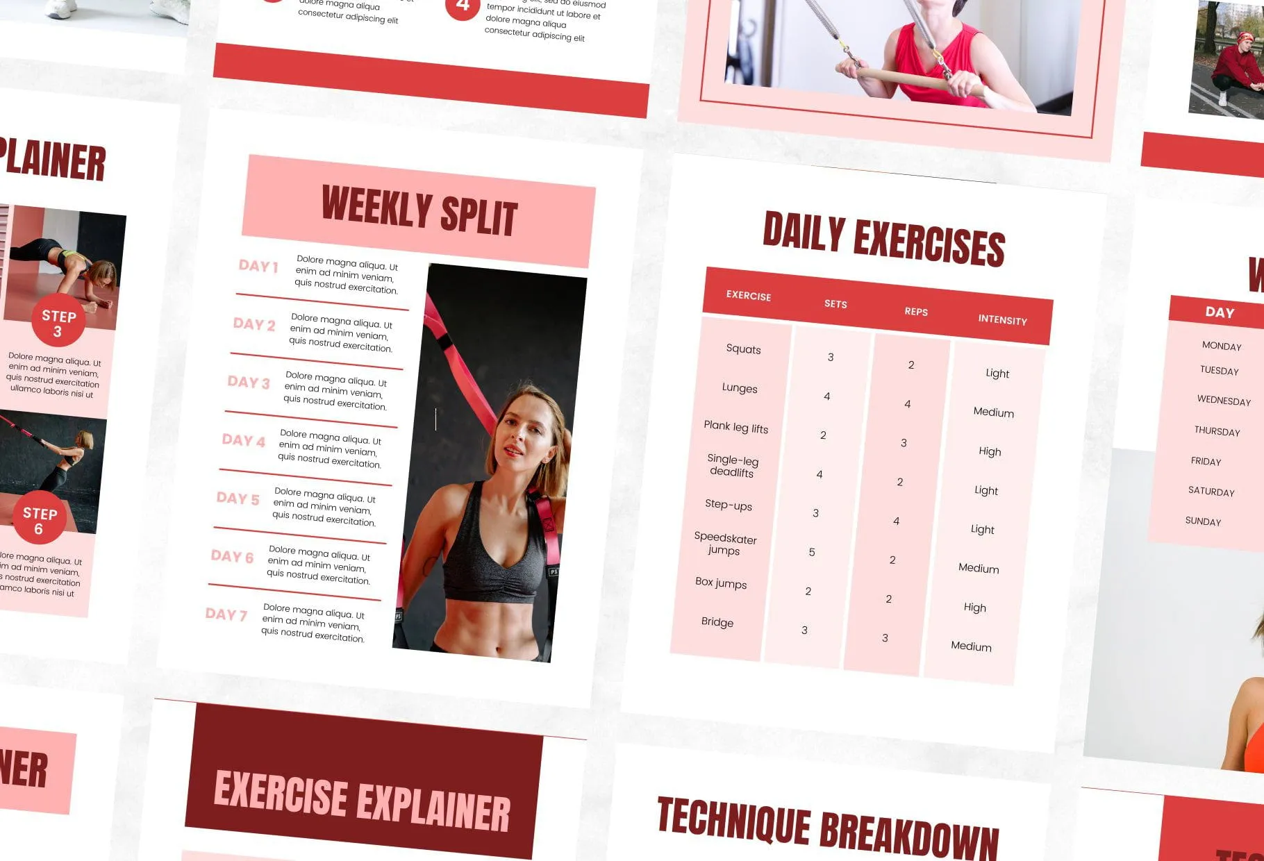 21 Page Workout Program Ebook Carnelian Canva Templates