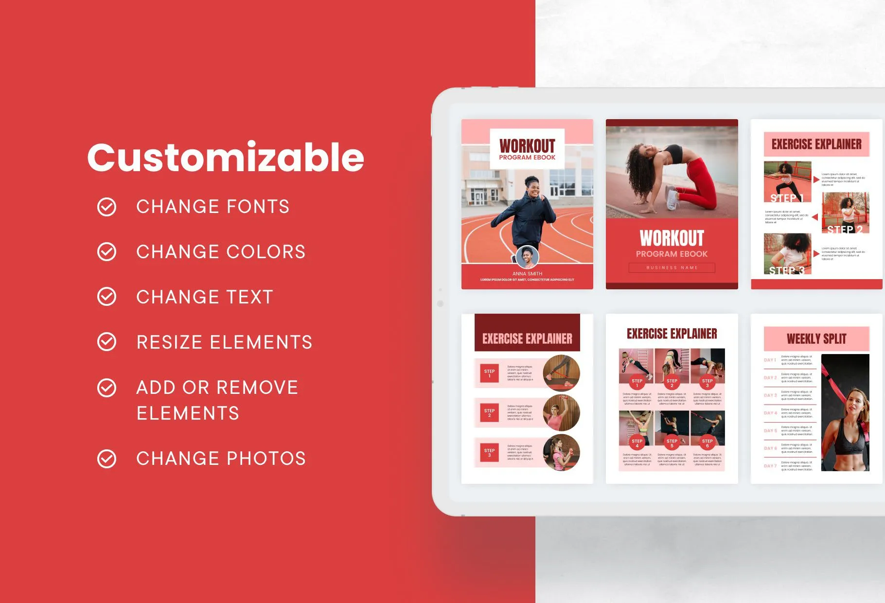 21 Page Workout Program Ebook Carnelian Canva Templates