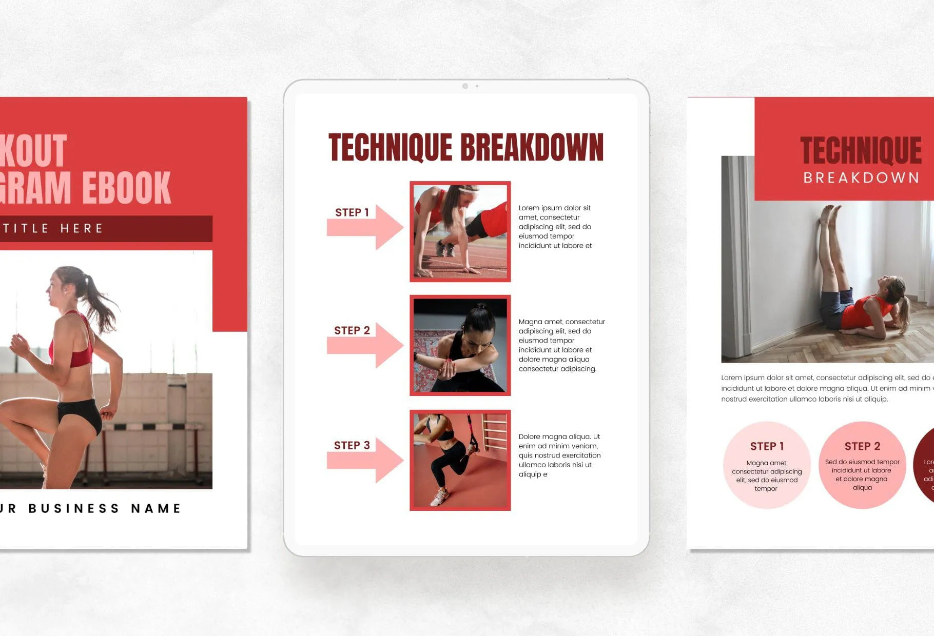 21 Page Workout Program Ebook Carnelian Canva Templates