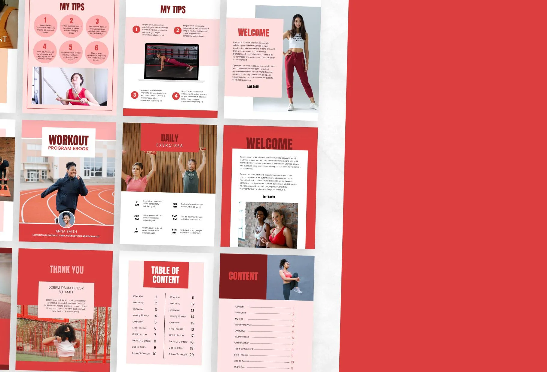 21 Page Workout Program Ebook Carnelian Canva Templates