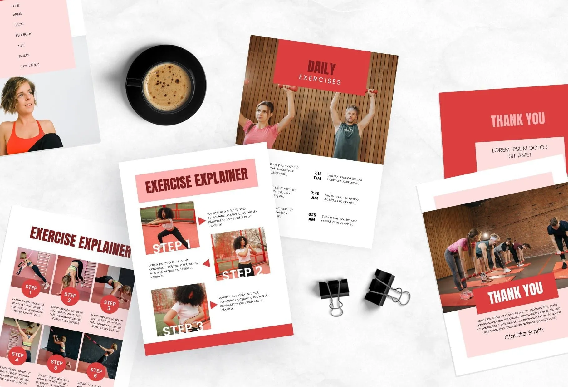 21 Page Workout Program Ebook Carnelian Canva Templates