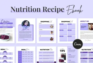 25 Page Nutrition Recipe Ebook Amethyst Editable Canva Templates