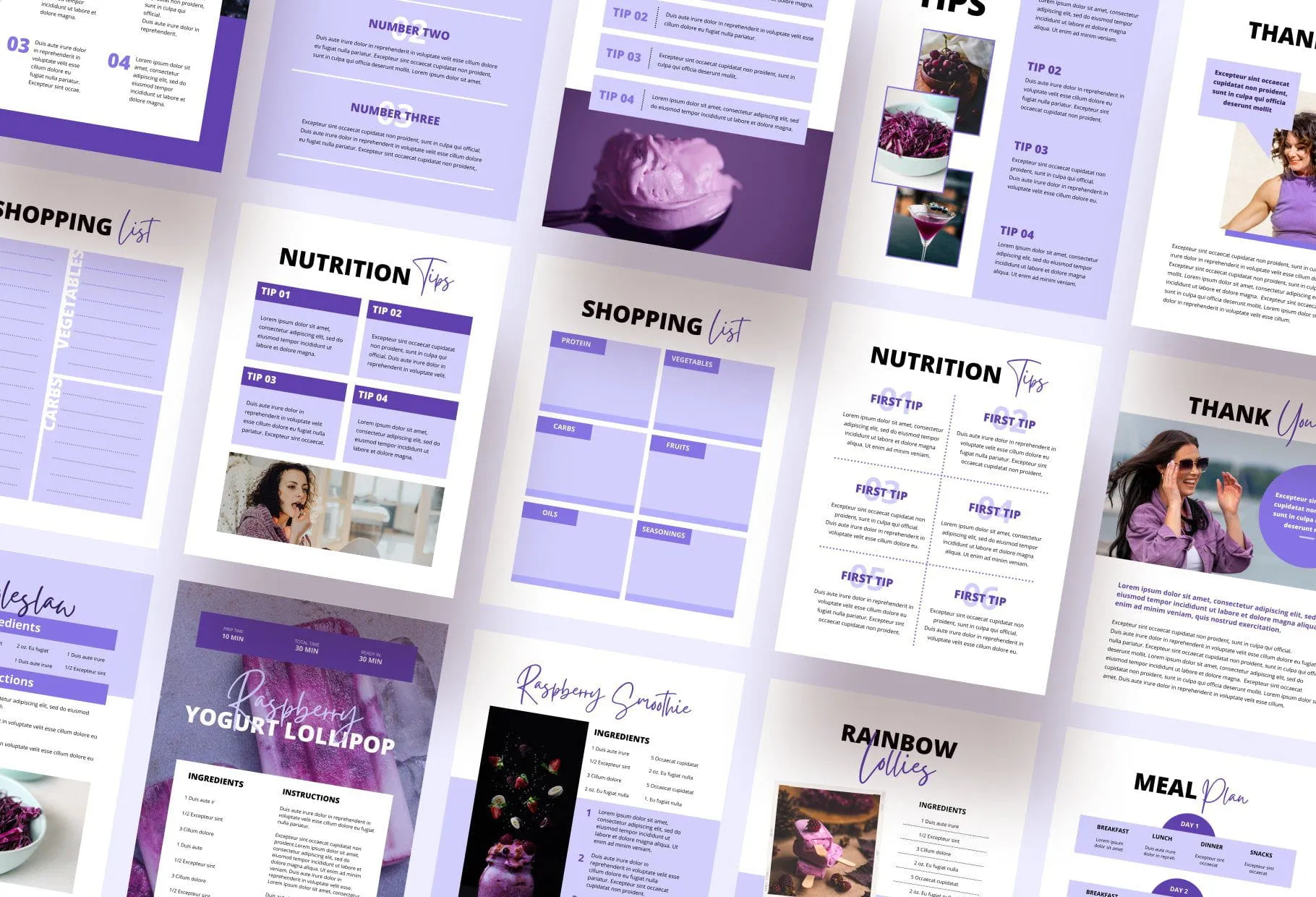 25 Page Nutrition Recipe Ebook Amethyst Editable Canva Templates