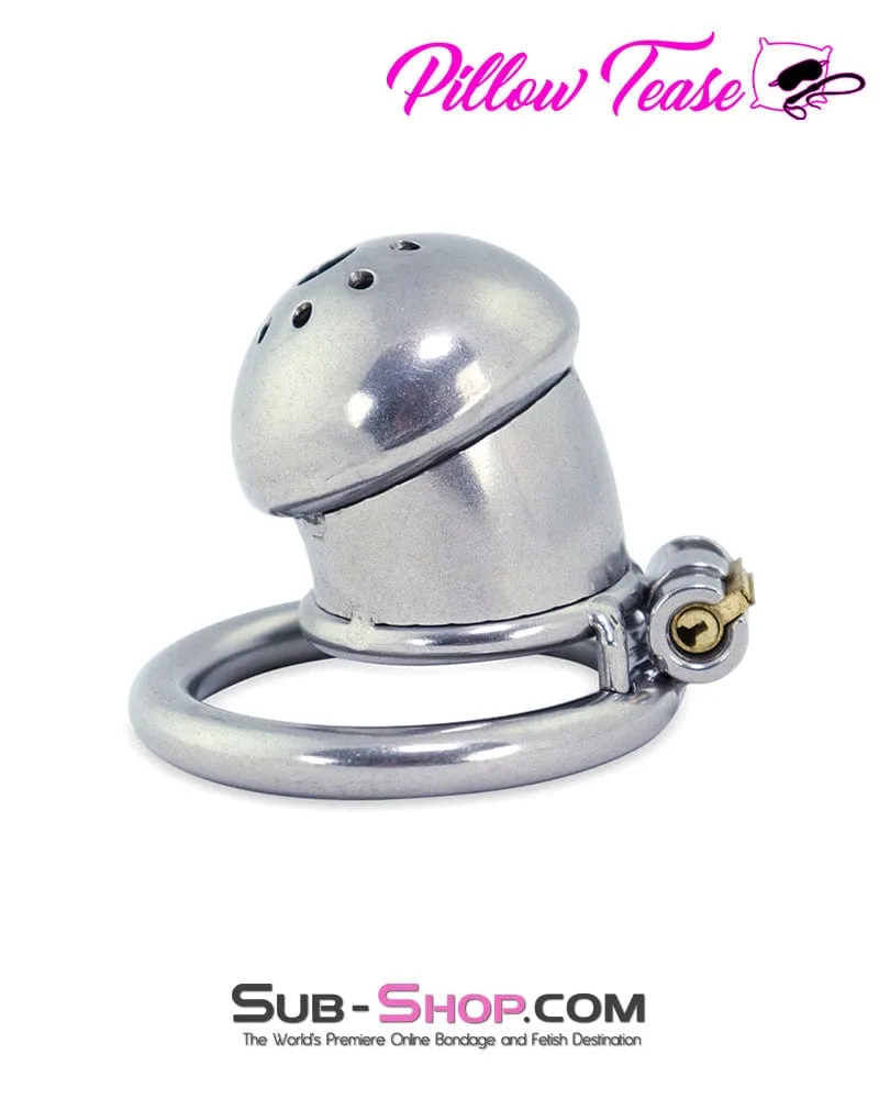 3838AR-SIS      Steel Capped Tube Full Enclosure Chastity Sissy Cock Cage with 2" Cock Ring