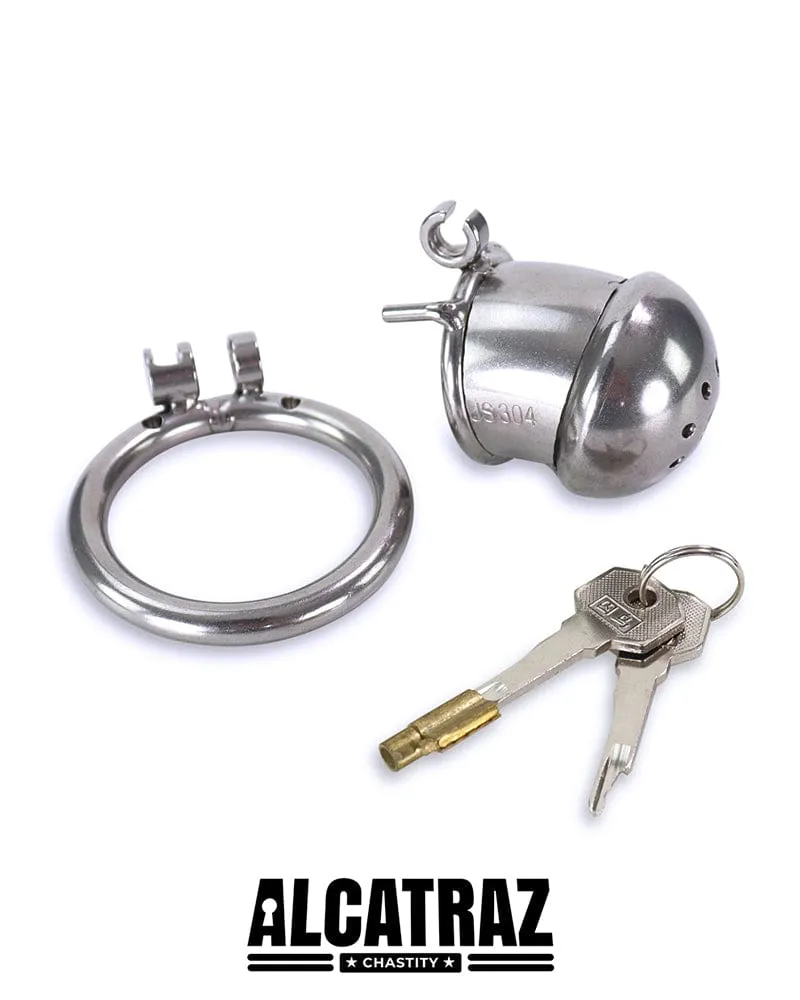 3838AR-SIS      Steel Capped Tube Full Enclosure Chastity Sissy Cock Cage with 2" Cock Ring