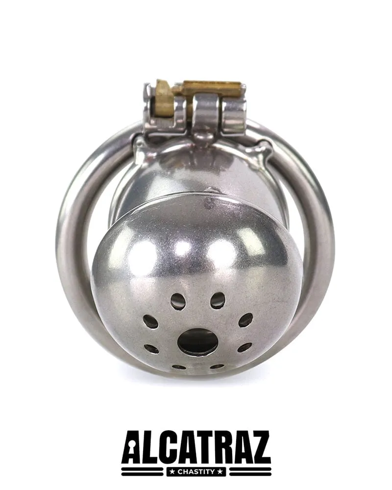 3838AR      Steel Capped Tube Full Enclosure Chastity Cock Cage with 2” Cock Ring