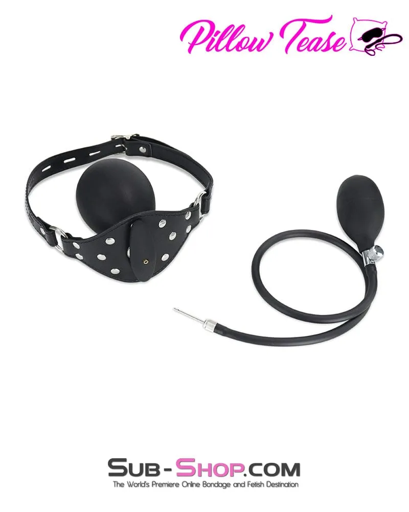 7311DL-SIS      Inflatable Locking Tongue Depressor Sissy Bimbo Slave Gag with Removable Pump