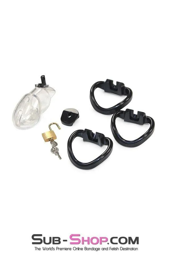 7327AR      Black Balled Locking Cock & Ball Chastity Set - MEGA Deal