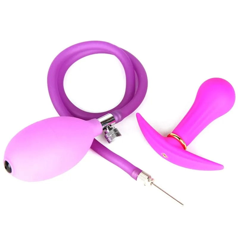 7923M      Vibro Ball Silicone Inflatable Butt Plug with Removable Pump Hose