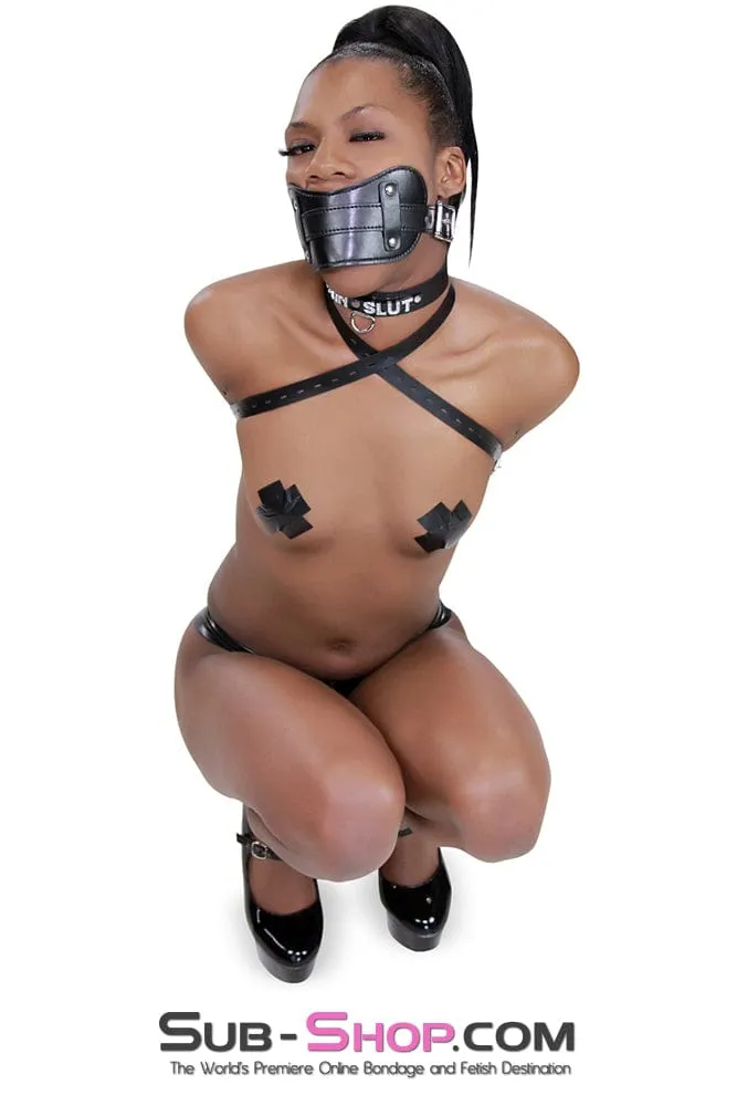 8954DL      Stuffed Slave Mouth Locking Panel Gag