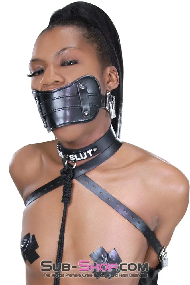 8954DL      Stuffed Slave Mouth Locking Panel Gag