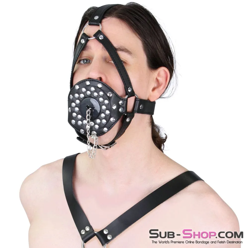 8959DL      Plug-her Riveted Open Tube Bondage Gag Trainer