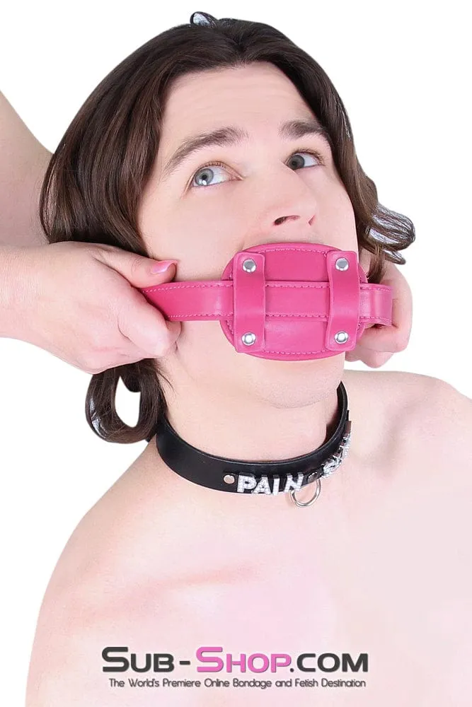 9054DL      Deep Throat Sex Bomb Pink Locking 4" Long Rubber Penis Gag