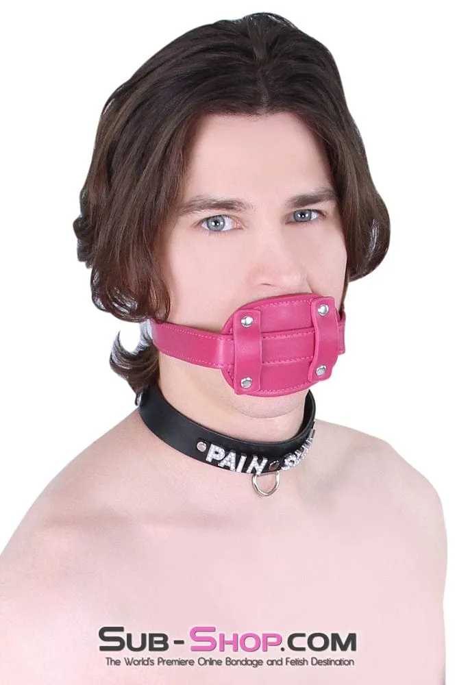 9054DL      Deep Throat Sex Bomb Pink Locking 4" Long Rubber Penis Gag