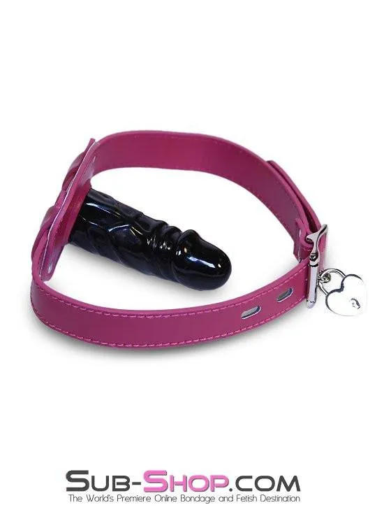 9054DL      Deep Throat Sex Bomb Pink Locking 4" Long Rubber Penis Gag