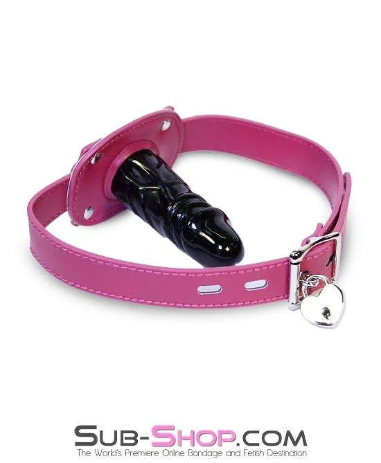 9054DL      Deep Throat Sex Bomb Pink Locking 4" Long Rubber Penis Gag