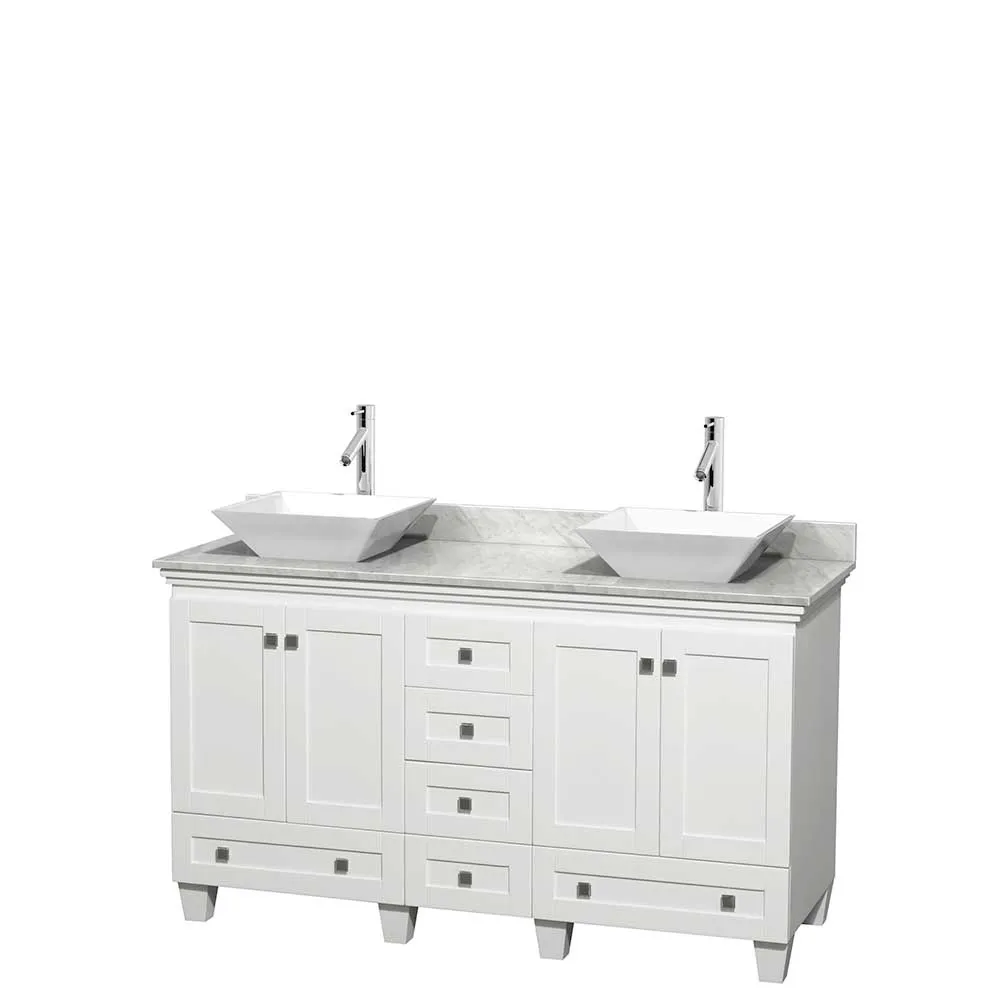 Acclaim 60 Inch Double Bathroom Vanity in White