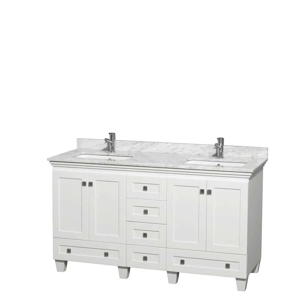 Acclaim 60 Inch Double Bathroom Vanity in White