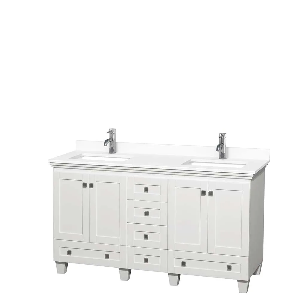 Acclaim 60 Inch Double Bathroom Vanity in White