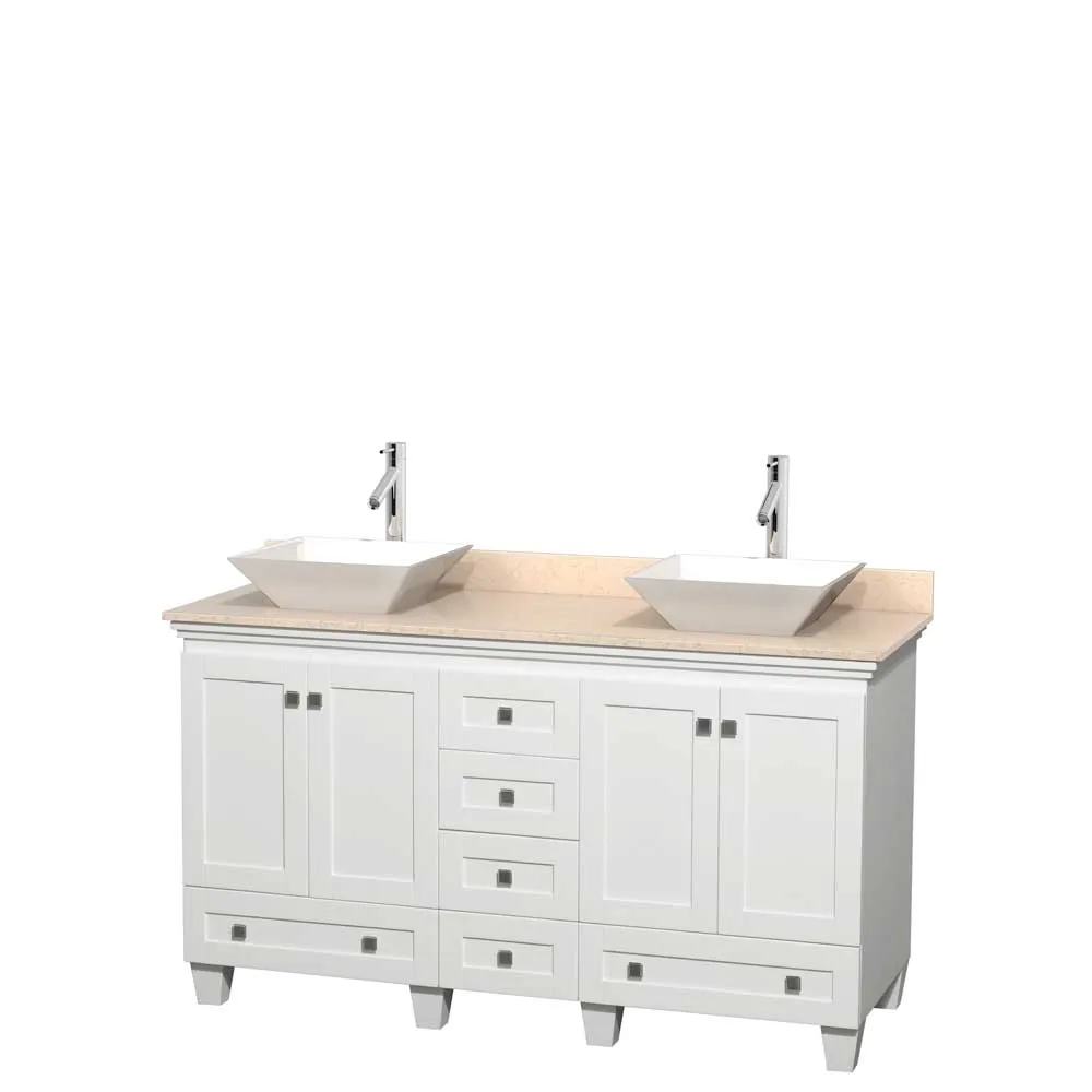 Acclaim 60 Inch Double Bathroom Vanity in White