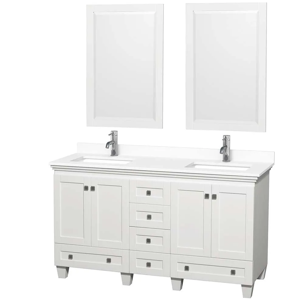 Acclaim 60 Inch Double Bathroom Vanity in White