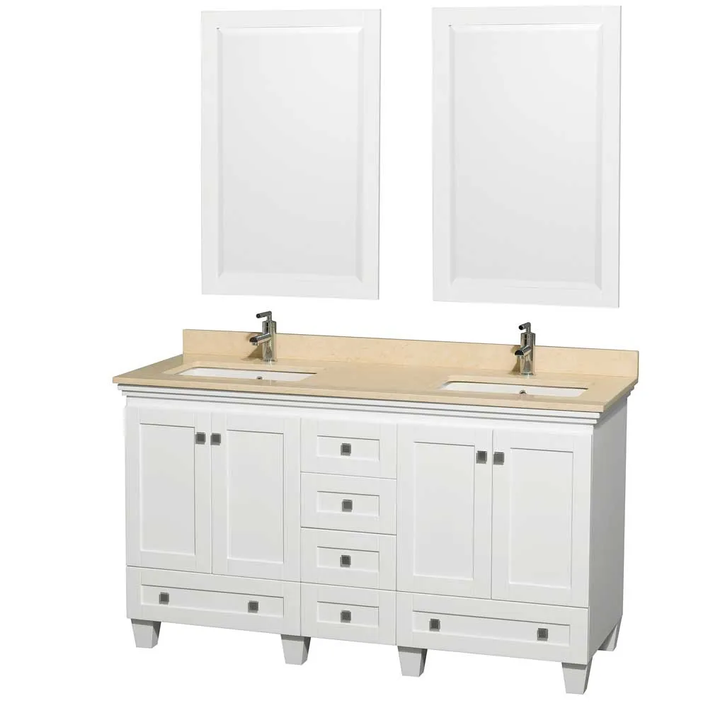 Acclaim 60 Inch Double Bathroom Vanity in White