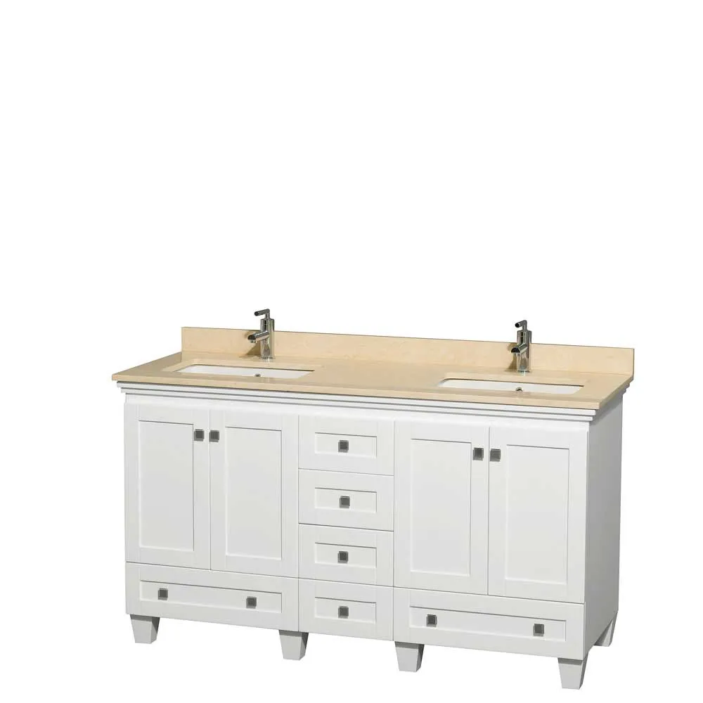 Acclaim 60 Inch Double Bathroom Vanity in White
