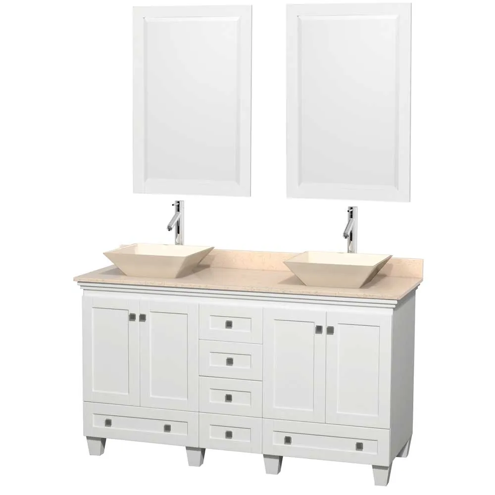 Acclaim 60 Inch Double Bathroom Vanity in White