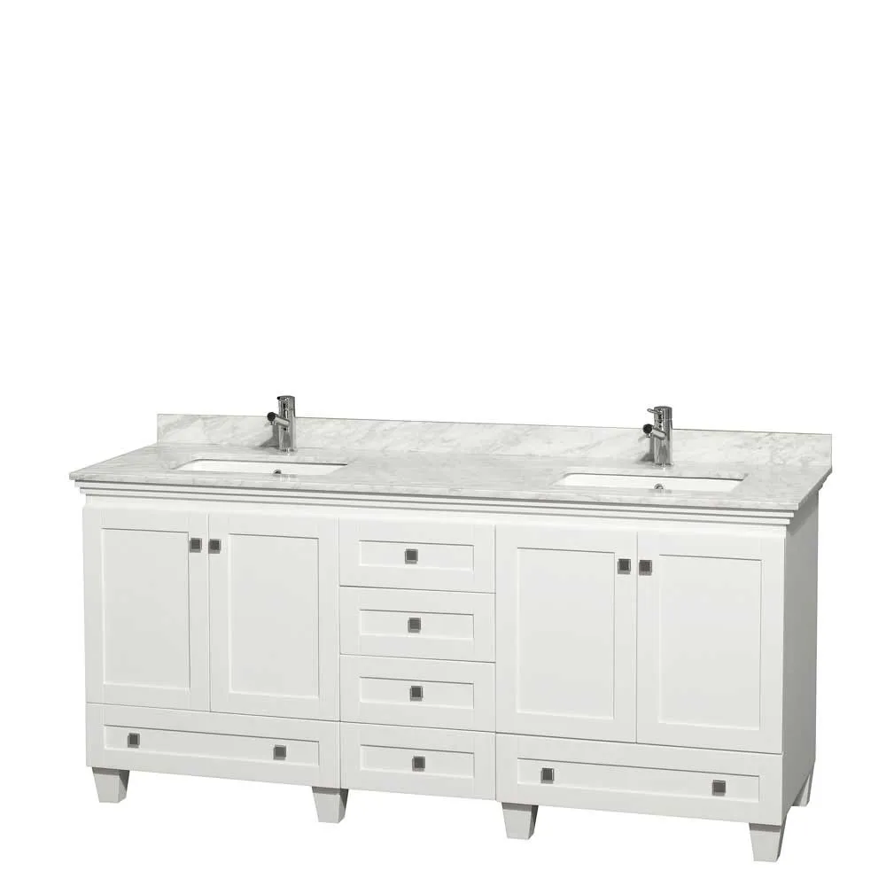 Acclaim 72 Inch Double Bathroom Vanity in White