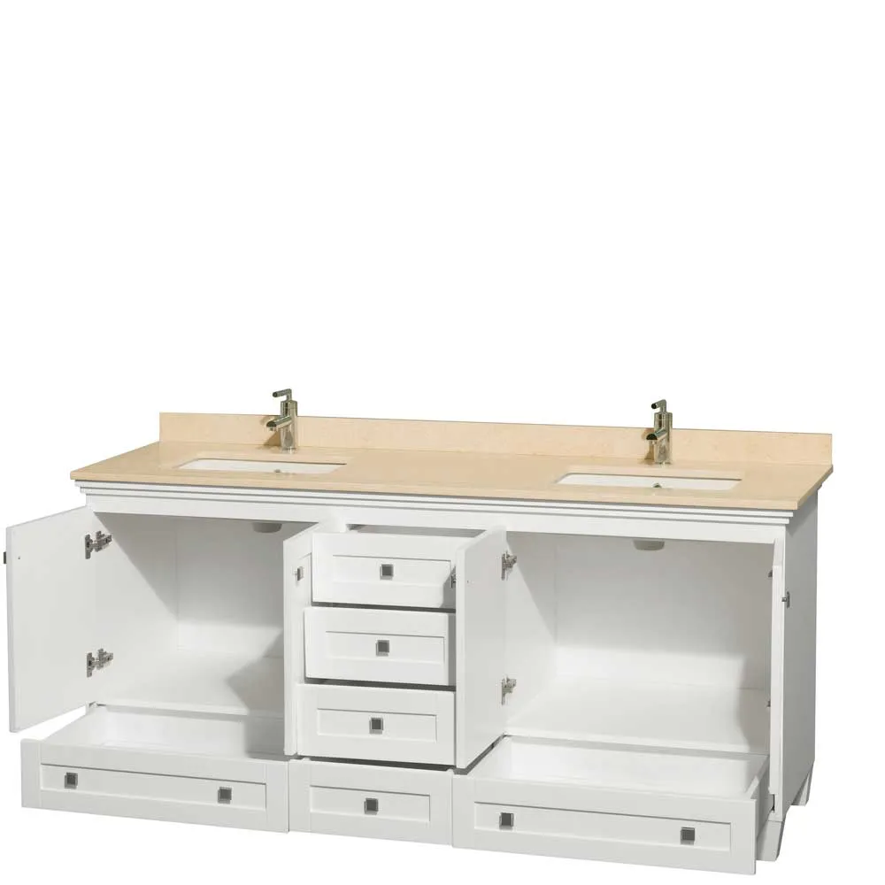 Acclaim 72 Inch Double Bathroom Vanity in White