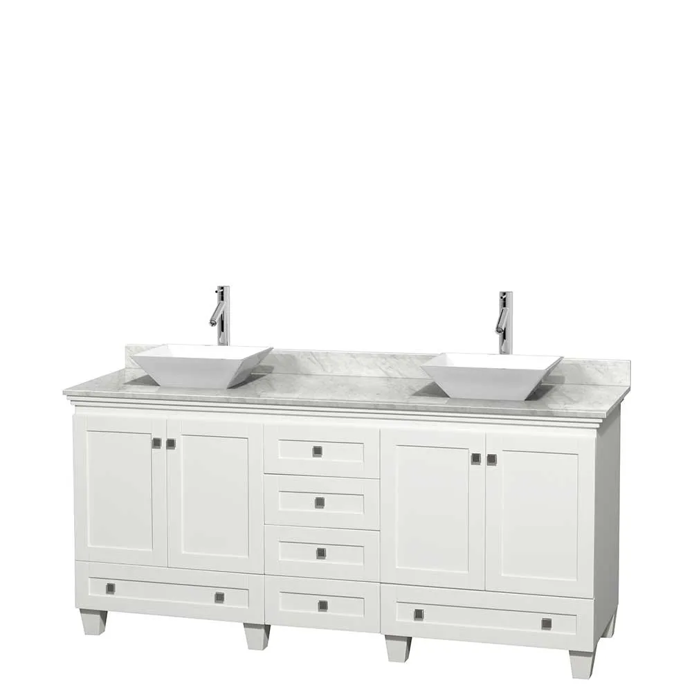 Acclaim 72 Inch Double Bathroom Vanity in White