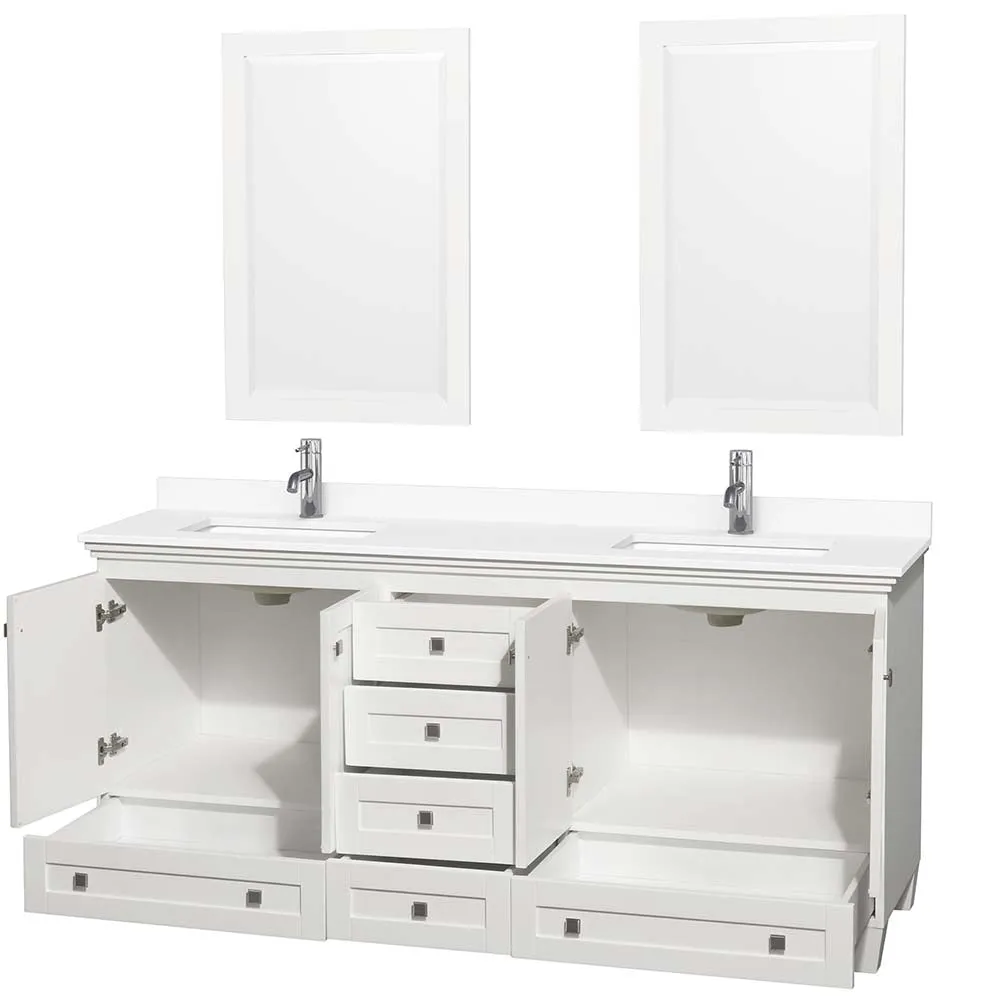 Acclaim 72 Inch Double Bathroom Vanity in White