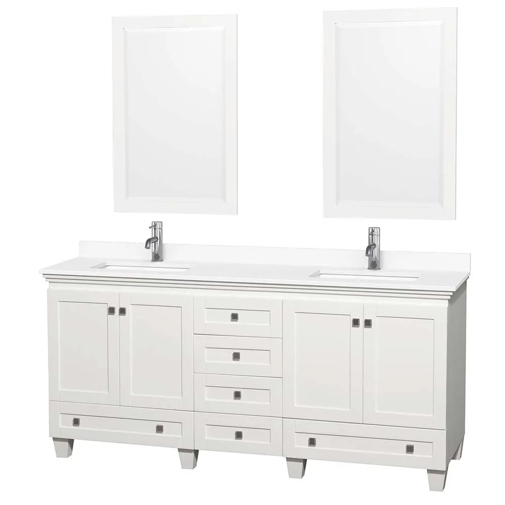 Acclaim 72 Inch Double Bathroom Vanity in White