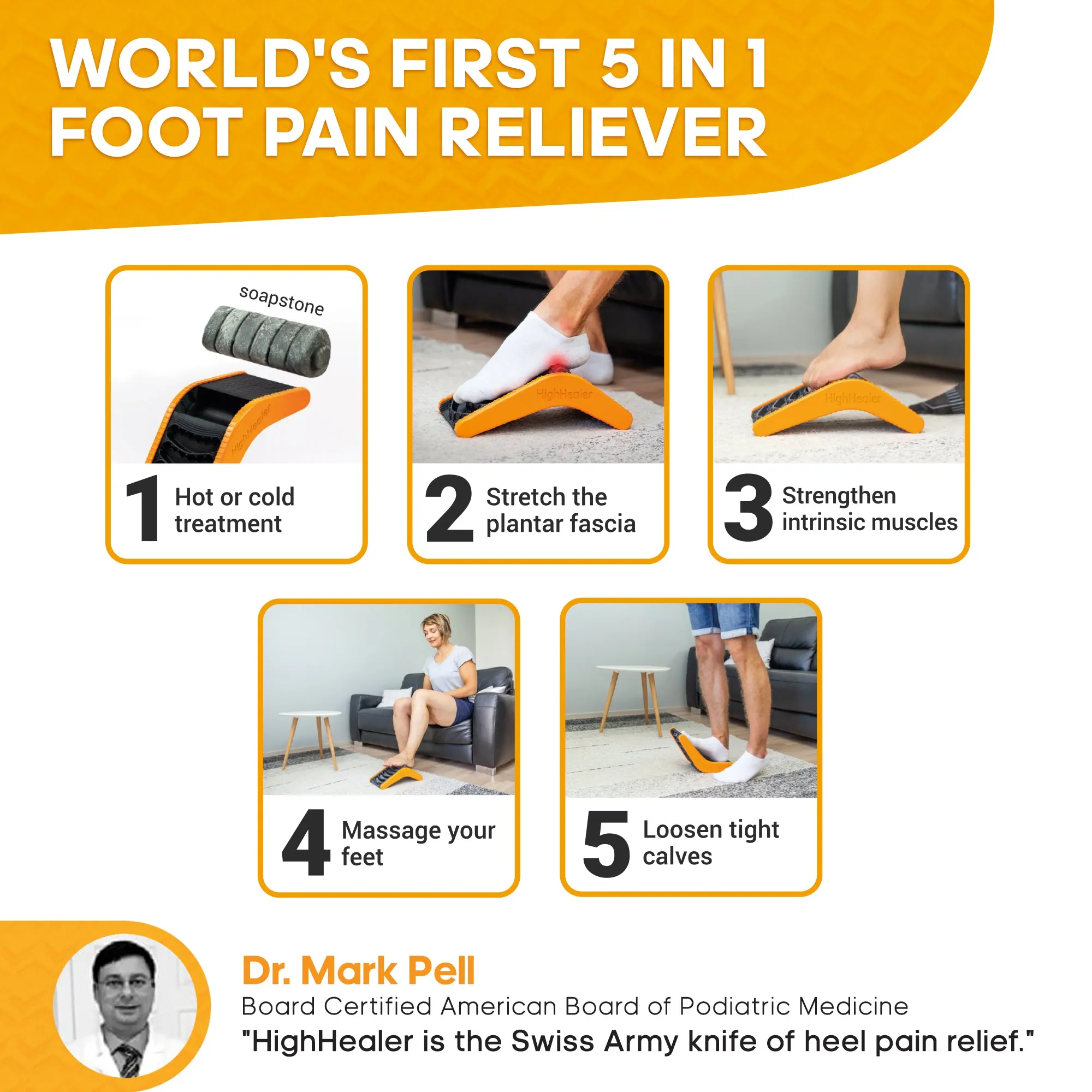 activelife - HighHealer, 5-in-1 Plantar Fasciitis Massager, Calf Stretcher, Foot Rocker and Foot Massager, Achilles Stretcher for Achilles Tendonitis Relief, Foot Roller, Developed by Podiatrist