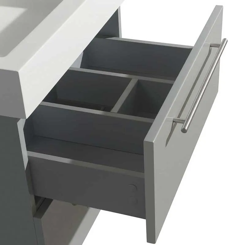 Amare 24" Single Bathroom Vanity in Dove Gray, White Man-Made Stone Countertop, Arista White Carrera Marble Sink and 24" Mirror