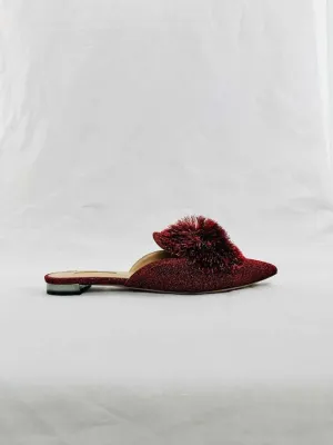 AQUAZZURA Powder Puff Burgundy Slippers 39