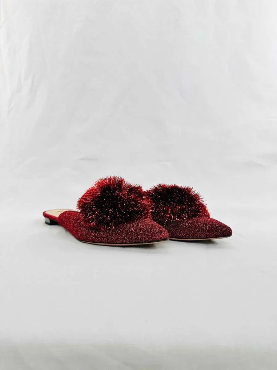 AQUAZZURA Powder Puff Burgundy Slippers 39