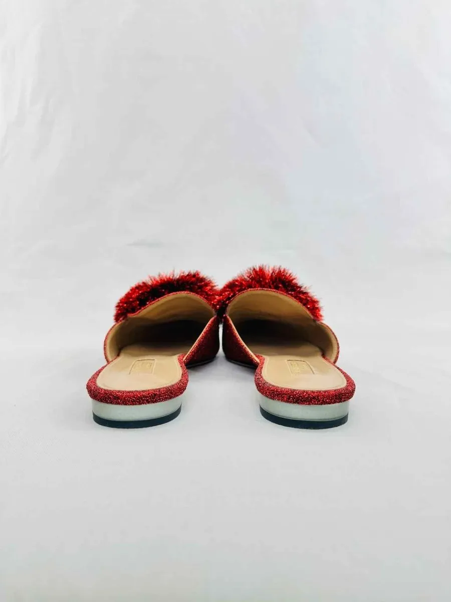 AQUAZZURA Powder Puff Burgundy Slippers 39