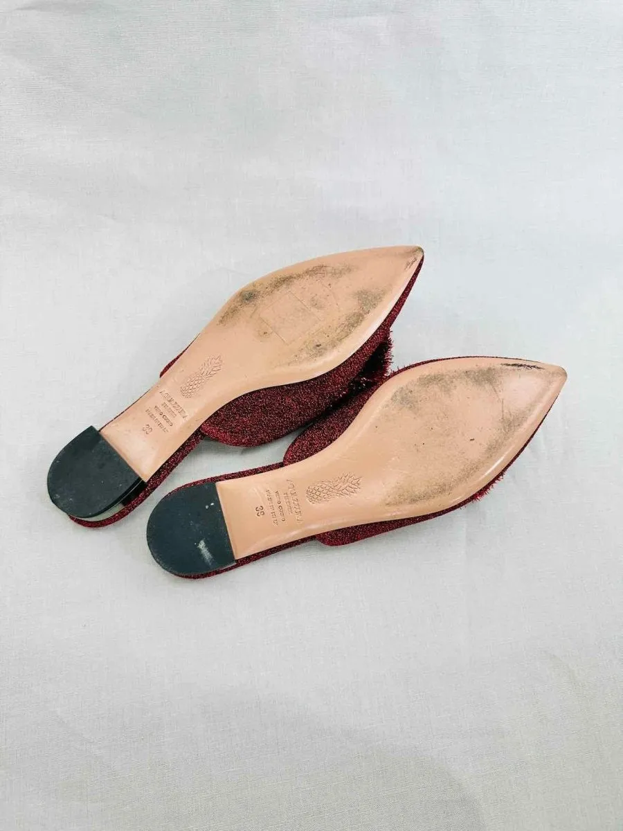 AQUAZZURA Powder Puff Burgundy Slippers 39