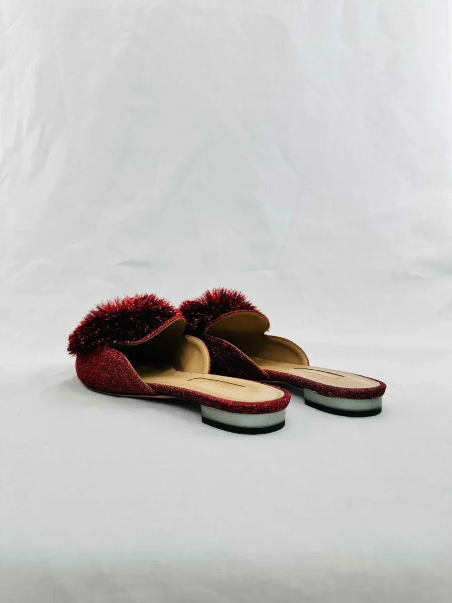 AQUAZZURA Powder Puff Burgundy Slippers 39