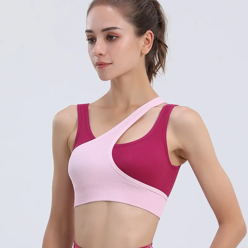 Aster Ribbed Asymmetrical One-Shoulder Sports Bra