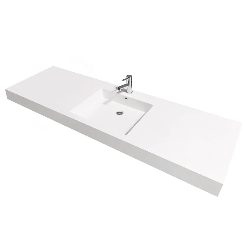 Axa 72" Single Bathroom Vanity in Dove Gray, Acrylic Resin Countertop, Integrated Sink and 70" Mirror